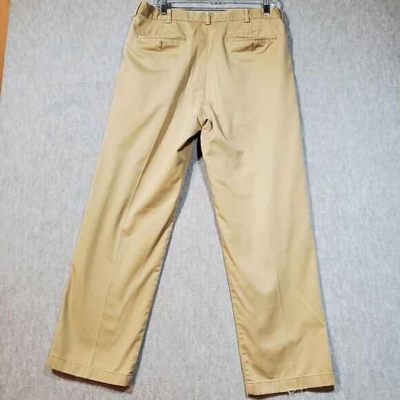 L.L. Bean Pants Mens 35 Tan Chino Cotton Comfort Waist Flat Front Regular Fit - Picture 7 of 8